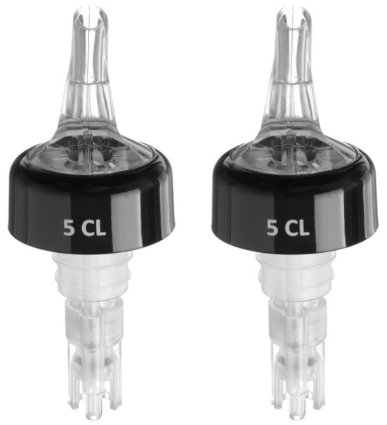 BarUp Kogelmaatschenker 5cl - Wit - Schenktuit voor drank ( Set van 2 )