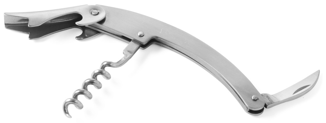 BarUp Kelnersmes met 3 Functies - Gebogen Model - RVS - Lengte: 11cm