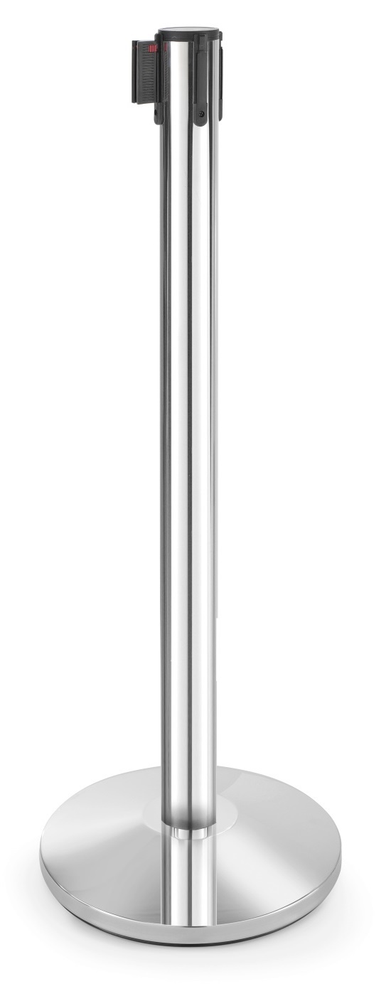 Hendi Afzetpaal met Uitrekbare Band 2,75m - Hoogglans RVS - Ø36x(H)101cm