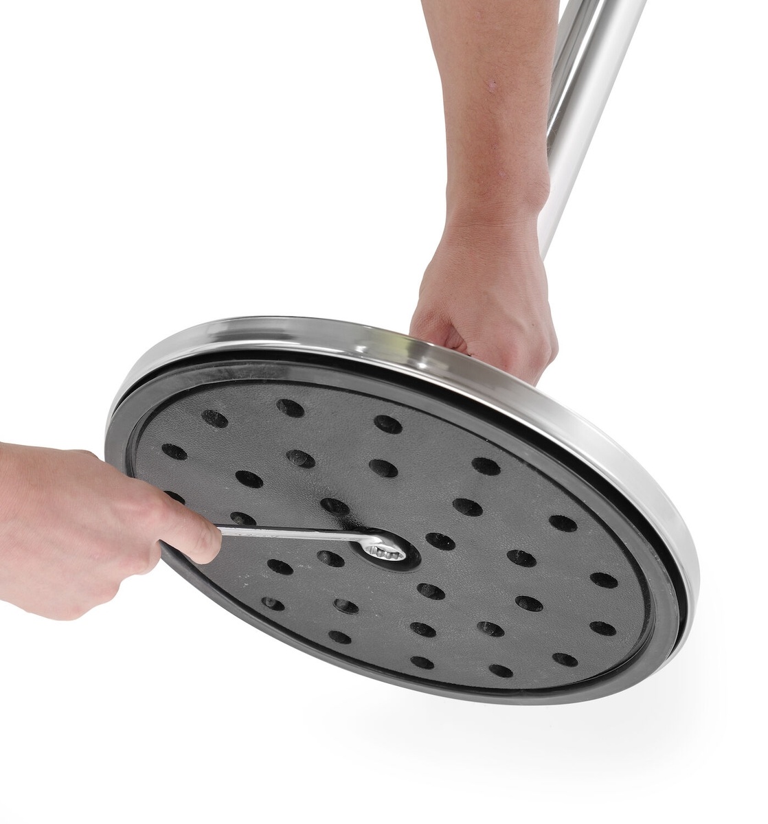 Hendi Afzetpaal met Hoogglans Afwerking - Paal + Bodemplaat - RVS - Ø36x(H)101cm