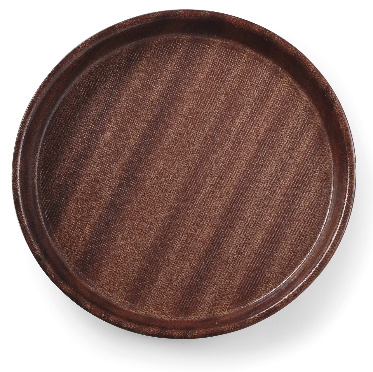 Hendi Dienblad Rond - met Hoge Rand - Antislip - Woodform Mahonie - Ø36x(H)3cm