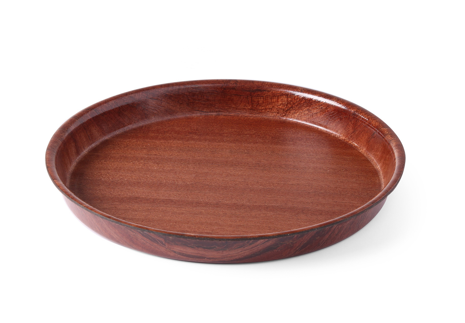 Hendi Dienblad Rond - met Hoge Rand - Antislip - Woodform Mahonie - Ø36x(H)3cm