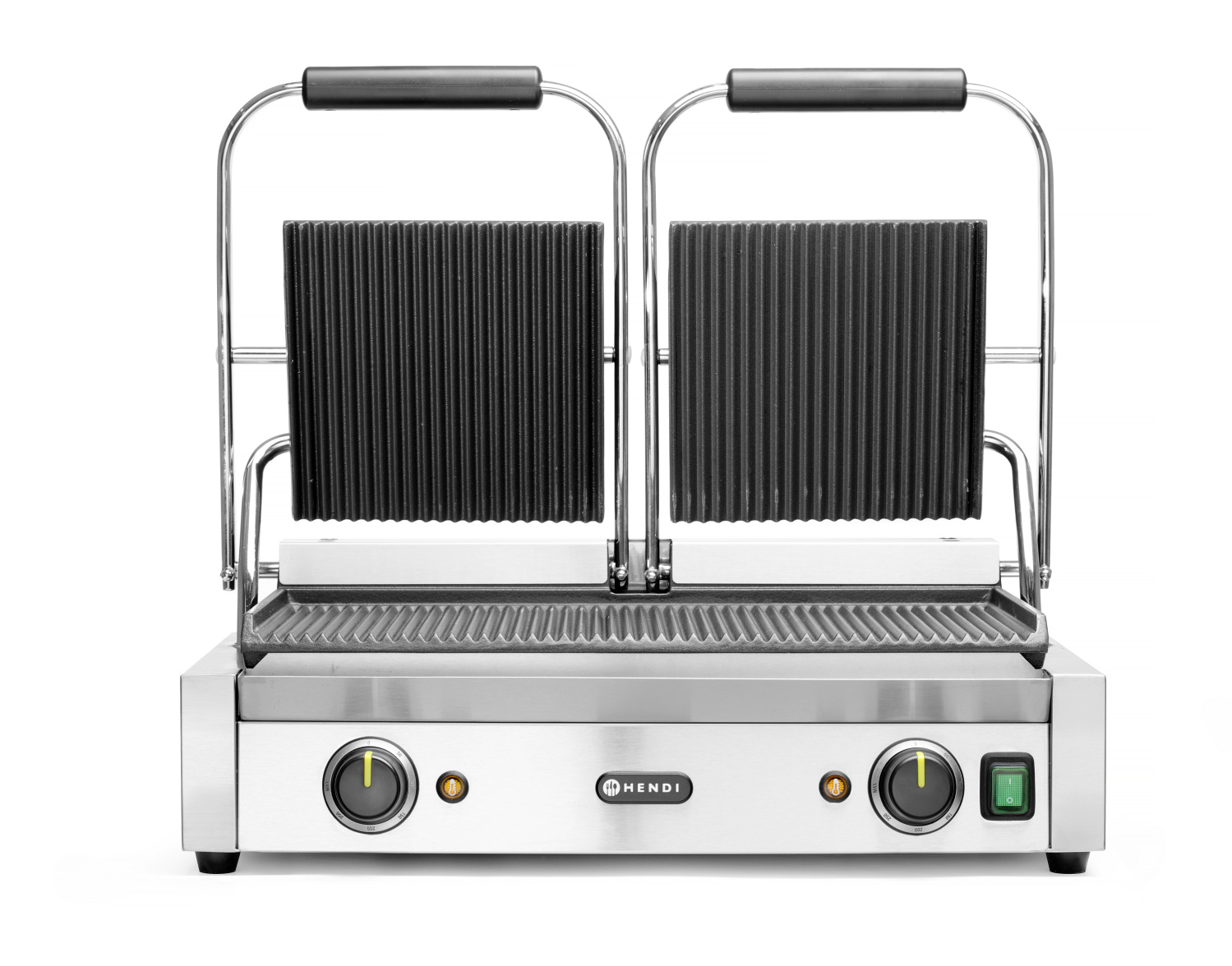 Hendi Contactgrill Dubbel - Gegroefd - 230V / 3,6kW - 570x370x(H)210mm