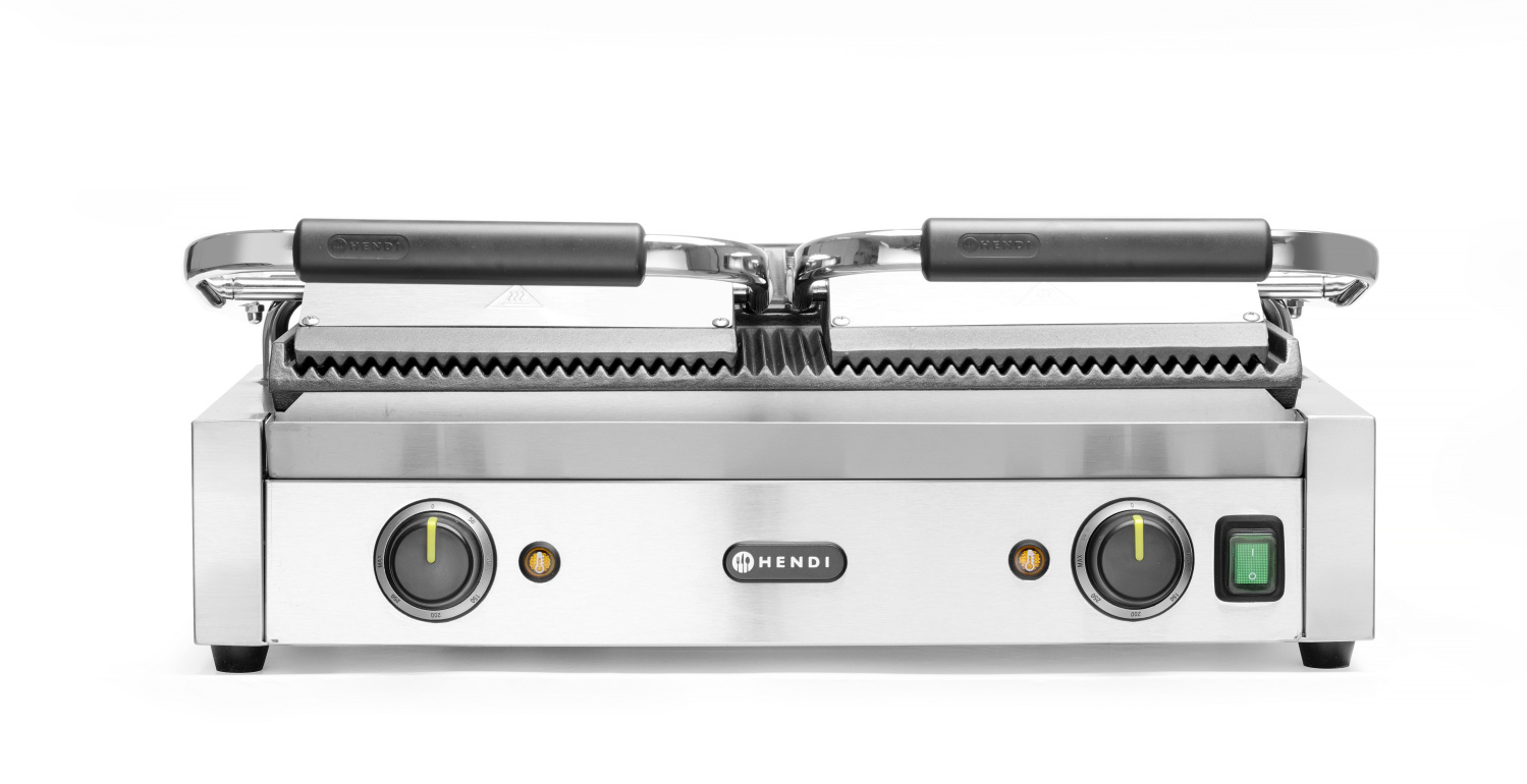 Hendi Contactgrill Dubbel - Gegroefd - 230V / 3,6kW - 570x370x(H)210mm
