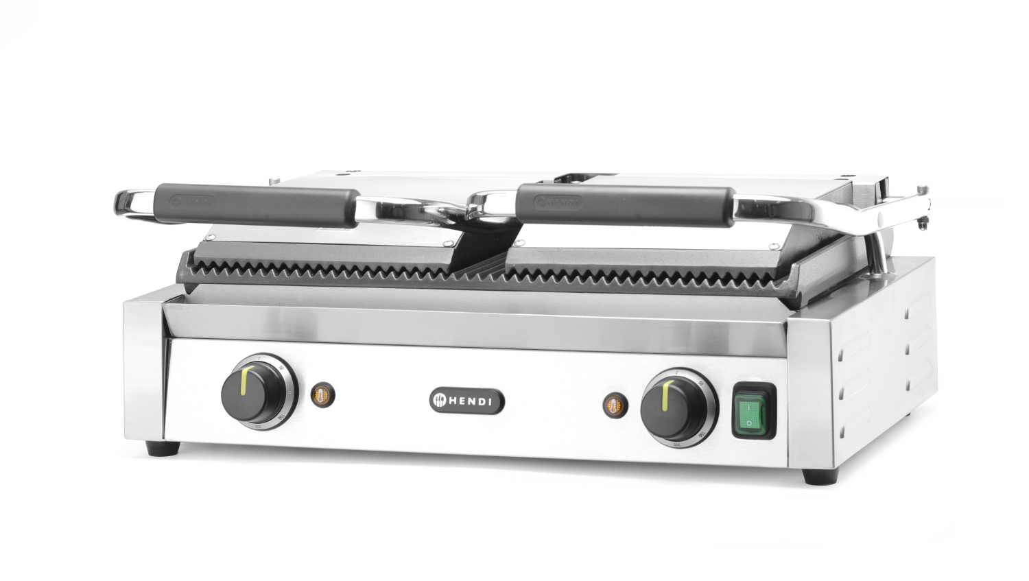 Hendi Contactgrill Dubbel - Gegroefd - 230V / 3,6kW - 570x370x(H)210mm