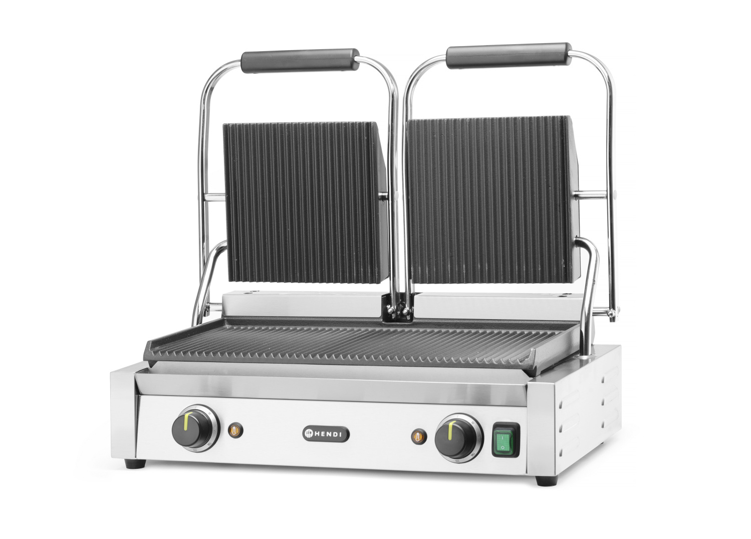Hendi Contactgrill Dubbel - Gegroefd - 230V / 3,6kW - 570x370x(H)210mm