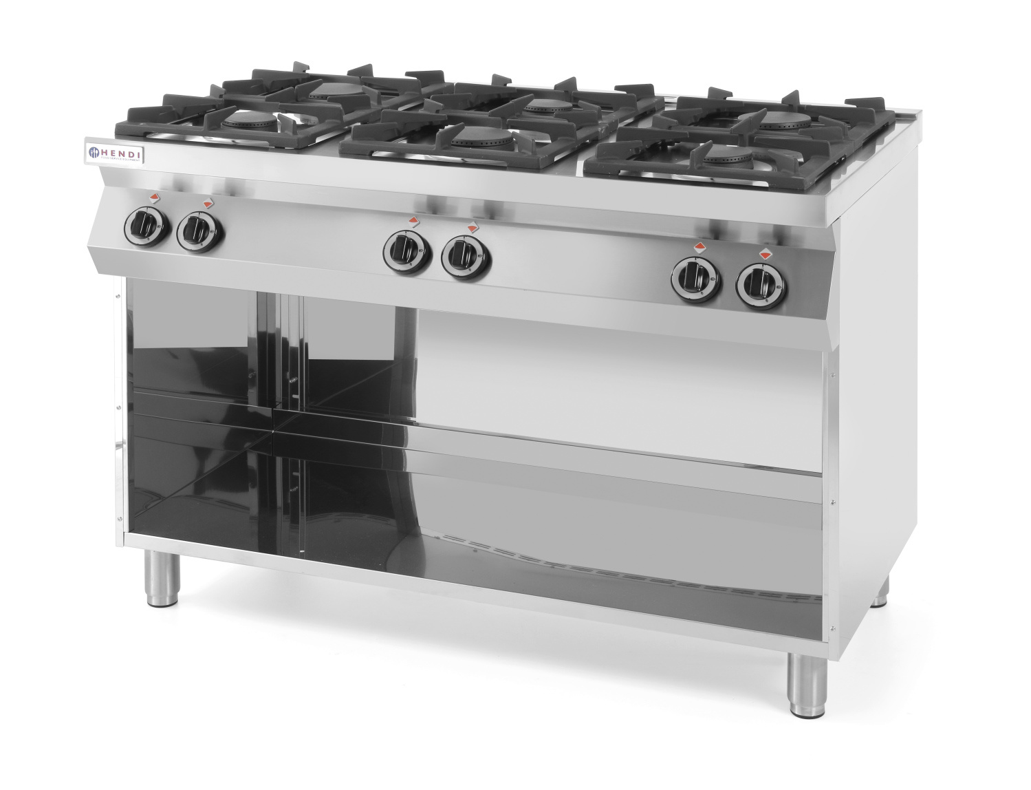 Hendi Gasfornuis Kitchen Line - 6 pits - met ombouw - 1200x700x(H)900mm