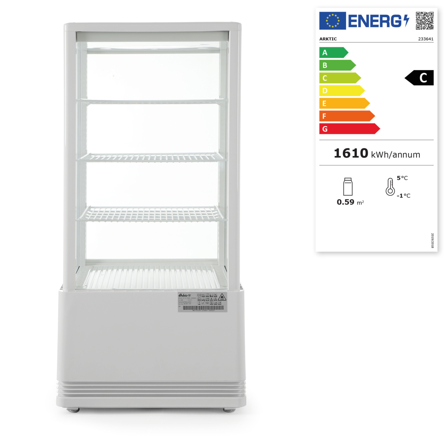 Arktic Koelvitrine 78 Liter - Wit - 2 tot 6° C - 452x406x(H)966mm