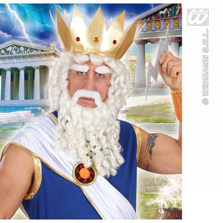 Pruik Zeus met baard, snor en wenkbrauwen