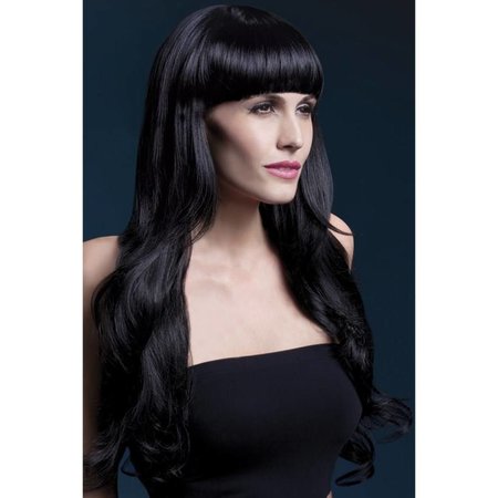 Professionele pruik lang zwart Yasmin