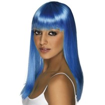 Glamourama pruik neon blauw