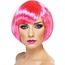 Glamour pruik bobline neon roze