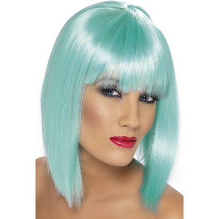 Pruik Glam neon aqua blauw