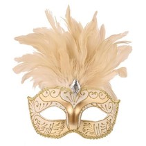 Oogmasker met veren wit