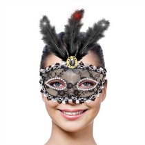 Venetiaans Masker Metallic zwart met LED