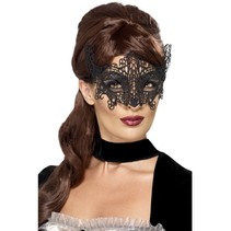 Elegante geborduurde oogmasker met kant zwart