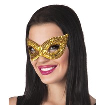 Oogmasker pailletten goud kat