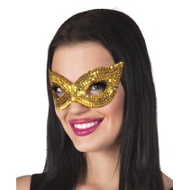 Oogmasker pailletten goud kat