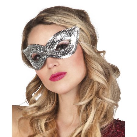 Oogmasker pailletten zilver kat