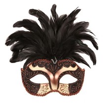 Oogmasker met veren zwart