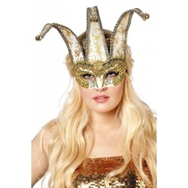 Masker Joker met belletjes goud