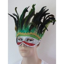 Masker Venetiaans groene veren