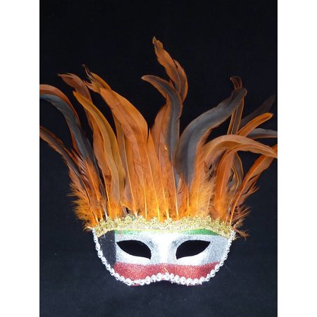 Masker Venetiaans oranje veren