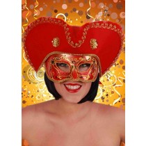 Oogmasker heren venetie rood met hoed