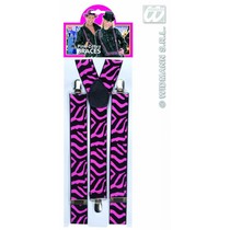Bretels zebra zwart/roze
