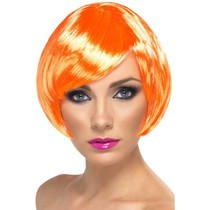 Glamour pruik bobline neon oranje