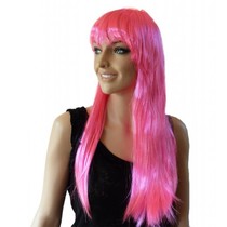 Pruik lang haar roze Jolly