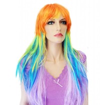 Pruik lang haar rainbow Francy