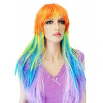 Pruik lang haar rainbow Francy