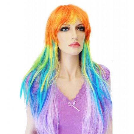 Pruik lang haar rainbow Francy