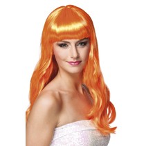 Feestpruik lang haar oranje Merel