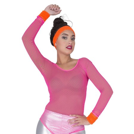 80's zweetband set neon oranje