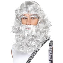 Zeus pruik met baard en wenkbrauwen