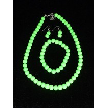 Ketting-Armband-Oorbellen Fluor Groen