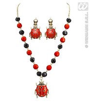 Ketting met oorbellen Lieveheersbeestje