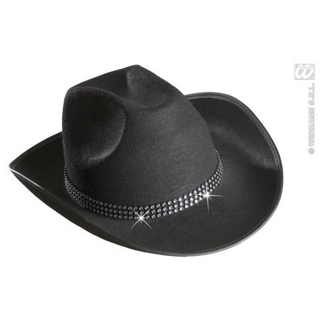 Cowboyhoed zwart met strass band