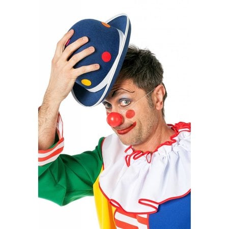 Bolhoed Clown met noppen blauw