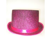 Hoge hoed lurex glitter cerise