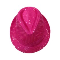 Gangsterhoed fluor pink met pailletten