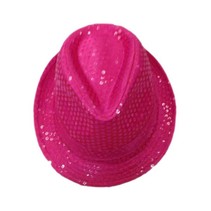 Gangsterhoed fluor pink met pailletten