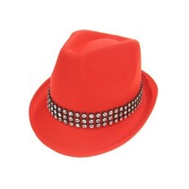 Kojak hoed rood met strass band