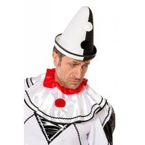 Pierrot hoed zwart/wit