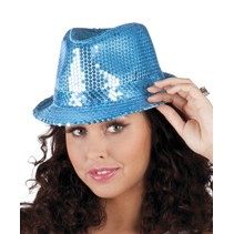 Gangsterhoed pailletten blauw