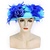 Organza hoed blauw met boa en bloemen