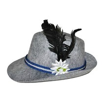 Beierse hoed grijs met veer
