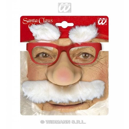 Kerstmanbril + snor + wenkbrauwen